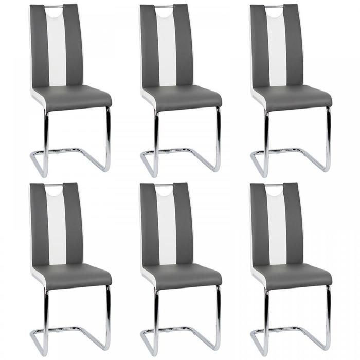 Chaise de Salle à Manger Moderne Lot de 6 Chaises de Cuisine Confort et Élégance pour Maisons Restaurants Gris Foncé et Blanc
