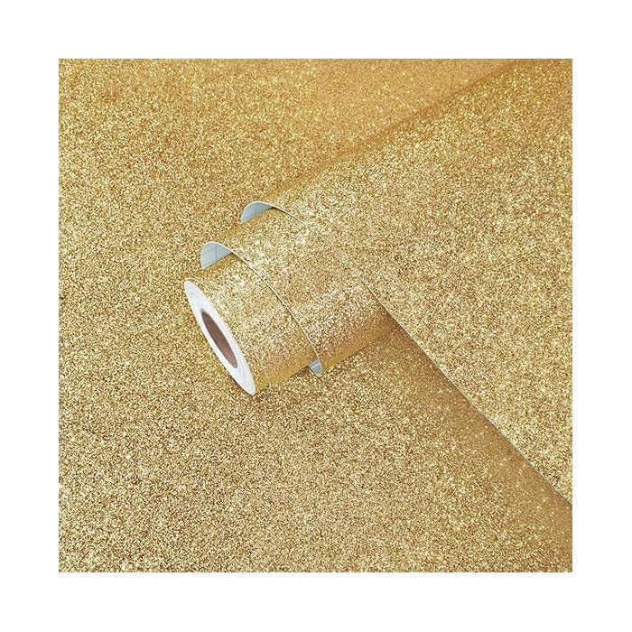 Papier Peint Autocollant Paillettes Gold Film Adhésif Pour Meuble Papier Peint Adhesif Mural Doré. 40 x 200 cm 40 x 200 cm GOMMETTE