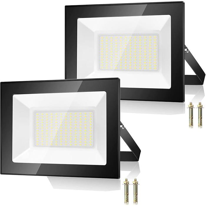 100W Projecteur LED Exterieur 2 Pièce 10000LM 7000K Spot Extérieur 144 Puces IP67 Imperméable Blanc Froid Eclairage de 100W-2PC