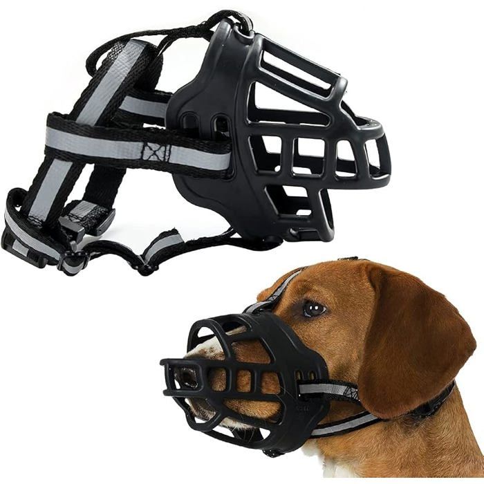 Muselière pour Chien Muselière Chien Anti Aboiement en Silicone Souple Pas Besoin enlever Muselière pour M