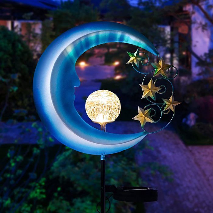 Décorations de jardin extérieur lampes solaires Blue Moon pour décorations de jardin extérieur