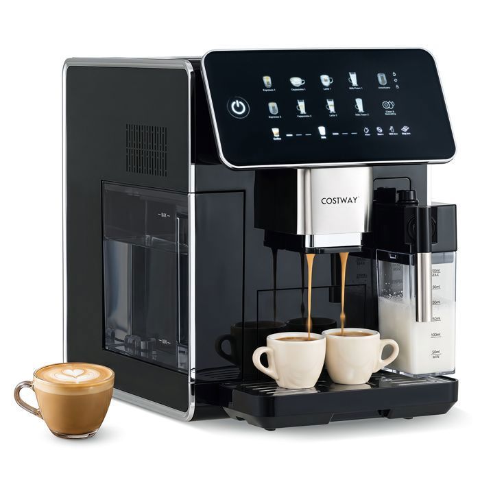 Machine à Café Expresso 15 Bar 15L COSTWAY-Buse Mousseur à Lait-Moulin 3 Niveaux Intensité15 Finesse-Écran Tactile-Auto-Nettoyage Machine à Café Expresso 15 Bar 15L COSTWAY-Buse Mousseur à Lait-Moulin 3 Niveaux Intensité15 Finesse-Écran Tactile-Auto-Nettoyage
