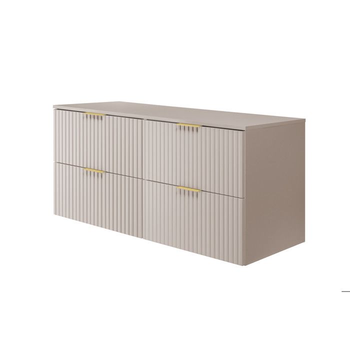 Meuble vasque - 3XE LIVING - Cachemire 120 cm - 2 x 60 cm + plan de travail - 4 tiroirs - Suspendu