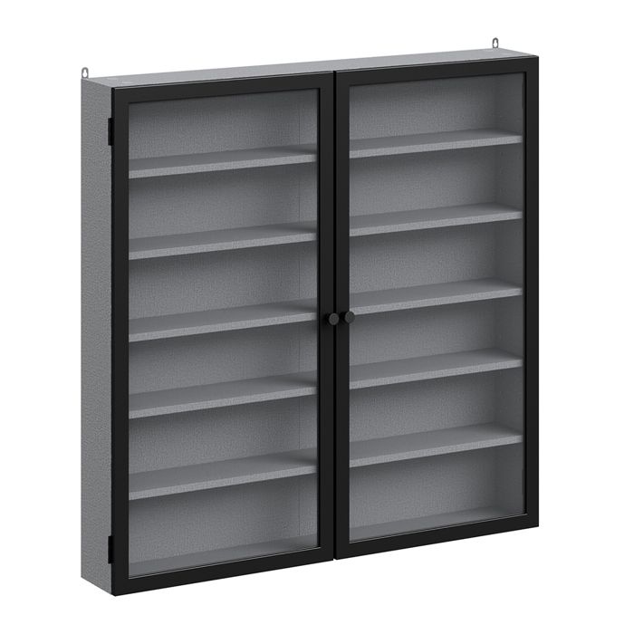Armoire murale grise - SoBuy - 2 portes - 5 étagères réglables - Verre trempé - Fermeture magnétique Armoire murale grise - SoBuy - 2 portes - 5 étagères réglables - Verre trempé - Fermeture magnétique