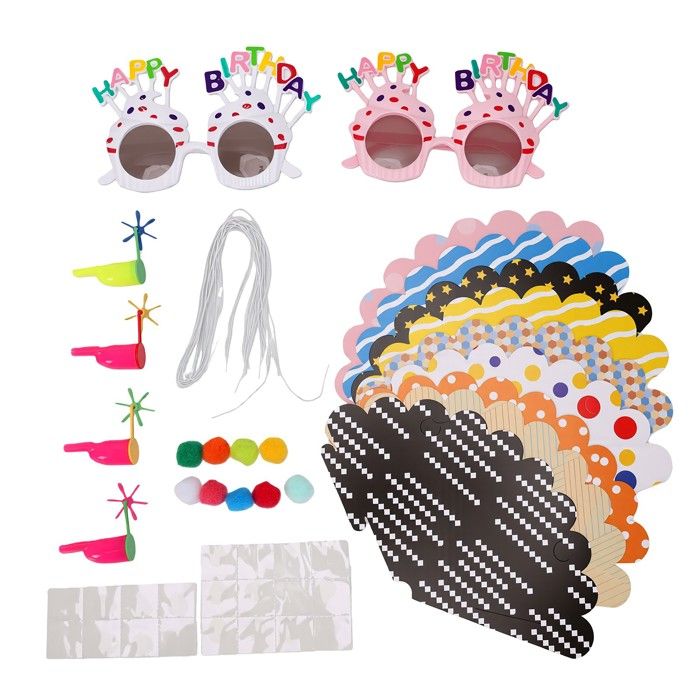 AUCUNE Chapeaux de fête danniversaire festonnés Ensemble daccessoires de fête danniversaire avec chapeau conique deco carte