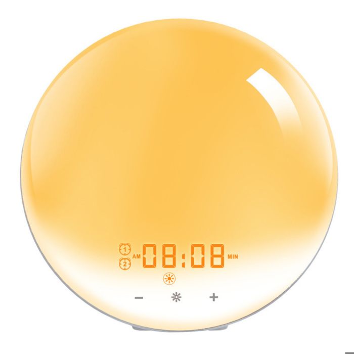 Réveil Lumineux Simulateur - Vantory - Lever du Soleil Lampe Horloge 7 Couleur Lumière Radio FM Veilleuse à bruit blanc pour dormir