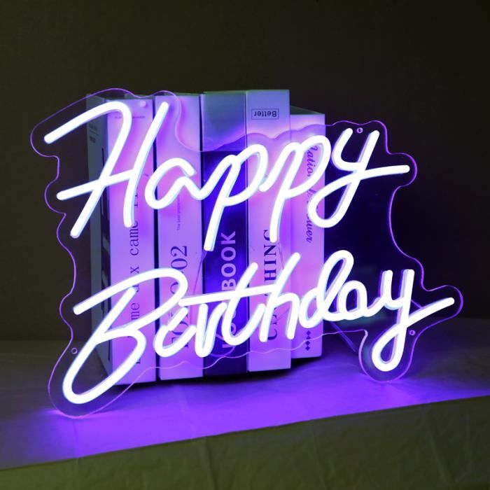 1 pc LED enseigne au néon joyeux anniversaire pour la décoration de fête  joyeux anniversaire Art décoration néon pour la fête d'anniversaire