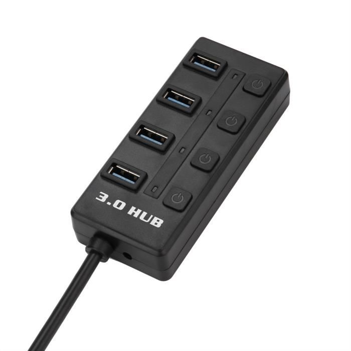 New 4 ports avec Super Speed Hub USB 3.0 On Off Adaptateur pour PC