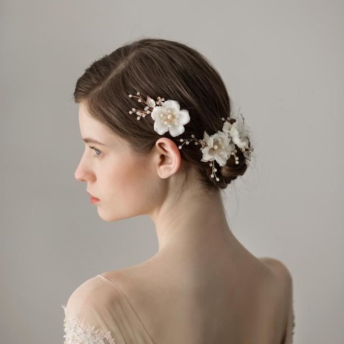 2 Pieces Perles Cote Cheveux Pince Coiffure Mariee Achat Vente Barrette Chouchou Pince A Cheveux Fleur 2 Cdiscount