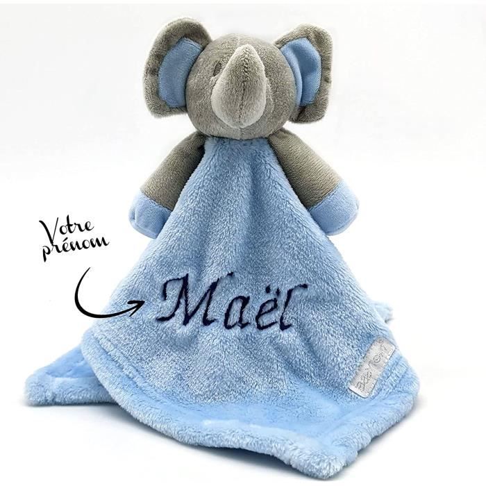 Doudou personnalisé éléphant Peluche Personnalisable avec prénom brodé  Cadeau de NaissancegarçonFillebébéAnniversaire (Bleu) [10] - Cdiscount  Puériculture & Eveil bébé