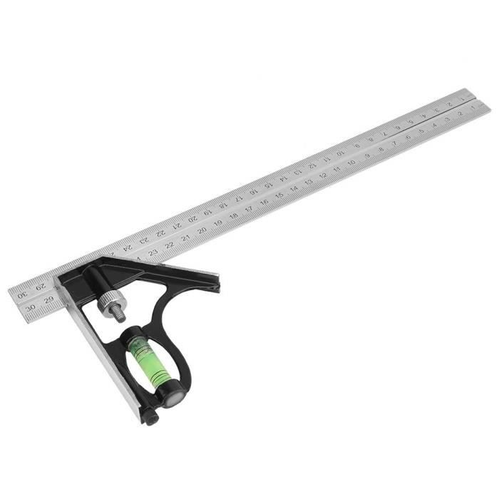 Règle-rapporteur Réglable 22,9 Cm - Rotation 360°, Niveau à Bulle Intégré, Acier Inoxydable Pour Menuiserie Et Bricolage - 6