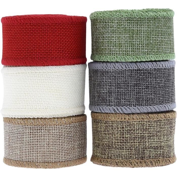 6 Rouleaux Ruban Jute 1.5cm X 5m - Naturel Rustique Pour DIY Déco