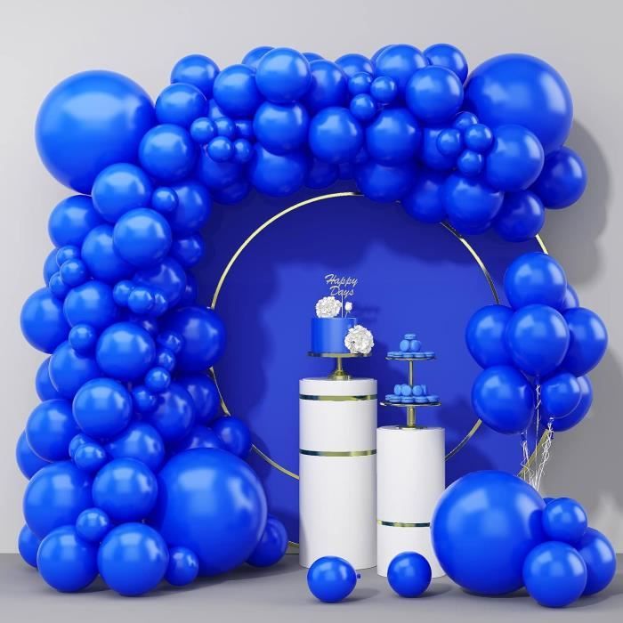100 Pcs Ballons Bleu, 18 12 10 5 Pouces Bleu Fonc?� Mat H?�lium Ballons En Latex, Bleu Ballon 