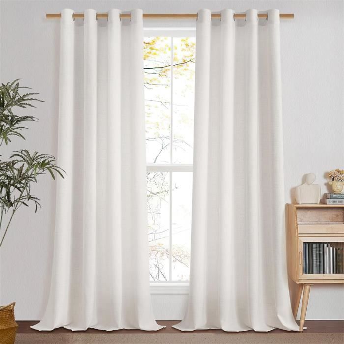 Rideaux Voilages Intérieurs SemiTransparent Passer Lumière Rideau Voile Ivoire Blanc Effet Lin