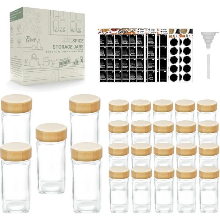 6 Pots à Bougies En Verre 473ml Avec Couvercles Bambou - Kit Fabrication Bougies - Mèches Et Accessoires Inclus
