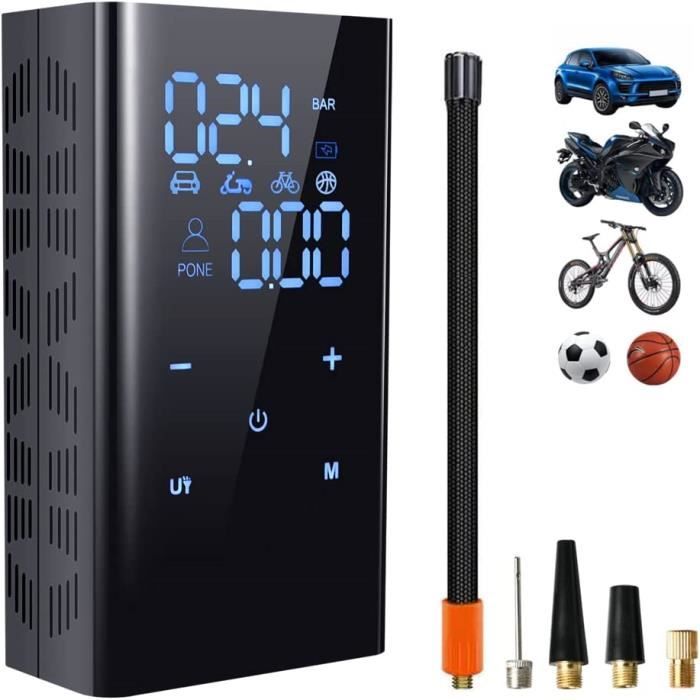 Compresseur à Air Portable 150 PSI - Pompe Pneus Voiture, Vélo, Ballon - Écran LCD, 5 Modes, Batterie 6000mAh, Lampe LED - Charge Type-C