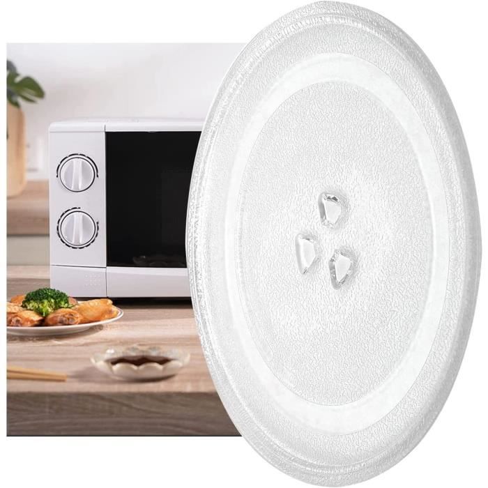 Plateau Micro-ondes Universel 25,5 Cm – Verre Trempé Pivotant 360° Avec 3 Fixations & Pieds