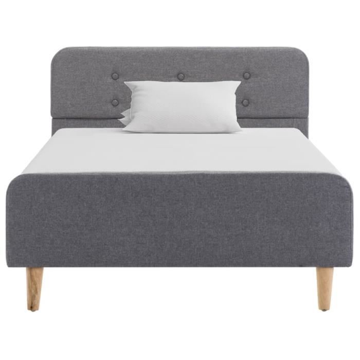 HMF© Lit adulte - Lit enfant Lit pour 1-2 personnes Structure de lit Classique Gris clair - Tissu 100 x 200 cm 78070