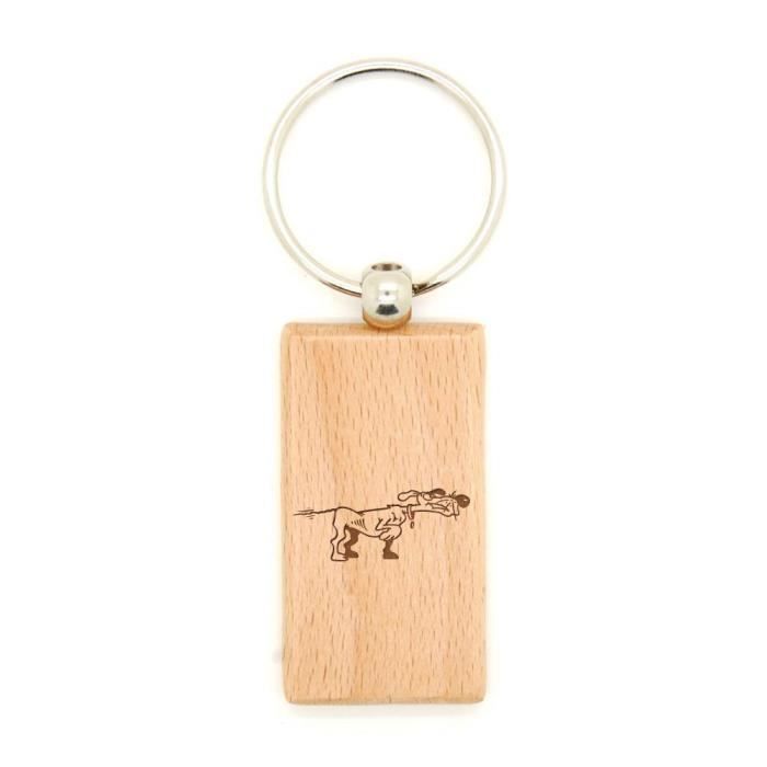 Porte clés bois gravé chien