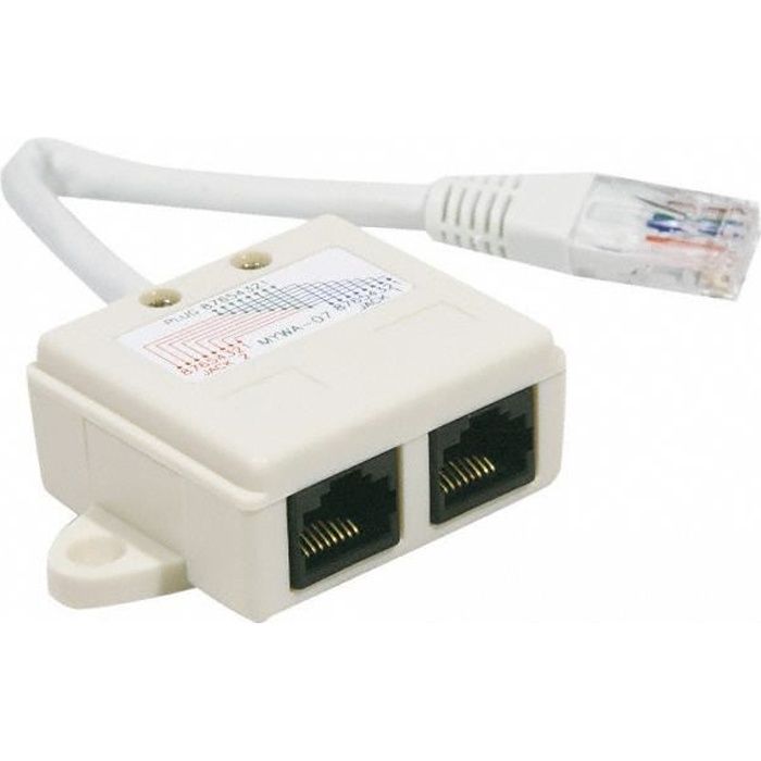 Doubleur RJ45, toutes versions pour Ethernet, téléphone, DBF