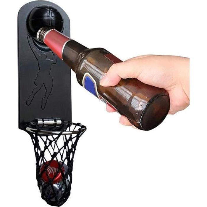 décapsuleur magnétique en métal-mural ouvreur de bière avec cap-réfrigérateur autocollant cerceau de basket créatif-pour bureau bar