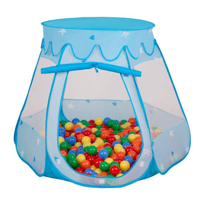 Selonis Tente Château Enfant Pop-Up – Cabane De Jeu 105x90 Cm + 100 Balles Colorées 7 Cm, Tente Intérieur Extérieur Beige Pastel