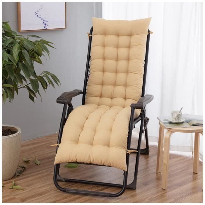 coussin bain de soleil jardin pliable anti-dérapant coussin chaise longue epais confort,48x170cm,jaune wow5846