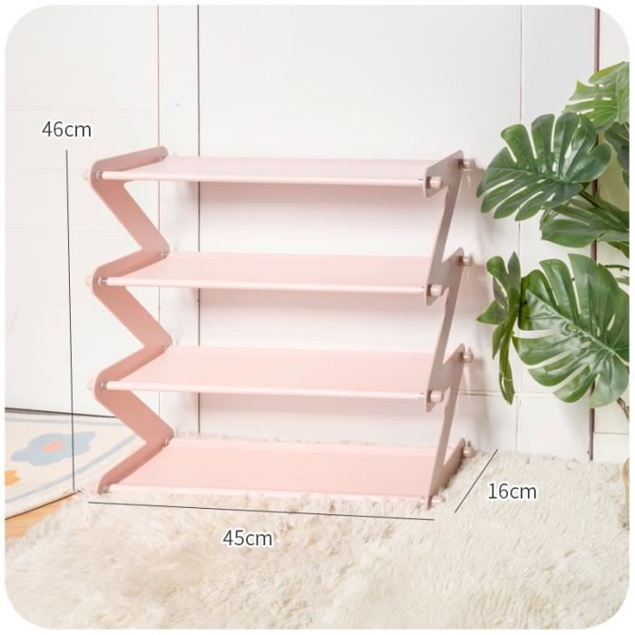 meuble à chaussures,ins multi-couche en forme de z chaussures étagère hall d'entrée en acier inoxydable - type pink 4l s shape