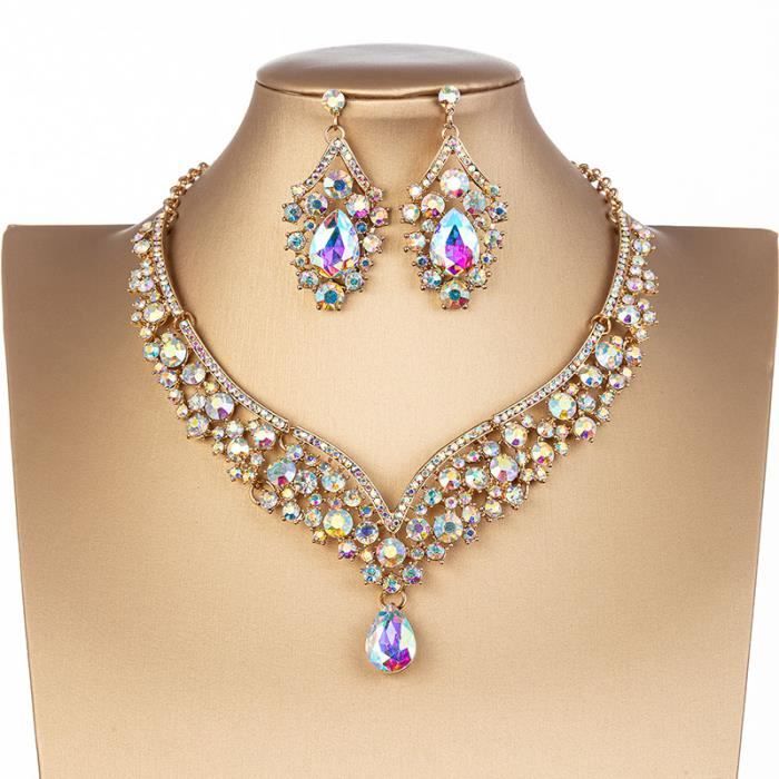 Ensemble De Bijoux De Mariée 4 Pièces Argent Et Strass – Colliers, Boucles D'oreilles Et Bracelets élégants Pour La Mariée, Demoiselles D'honneur Et Cérémonies