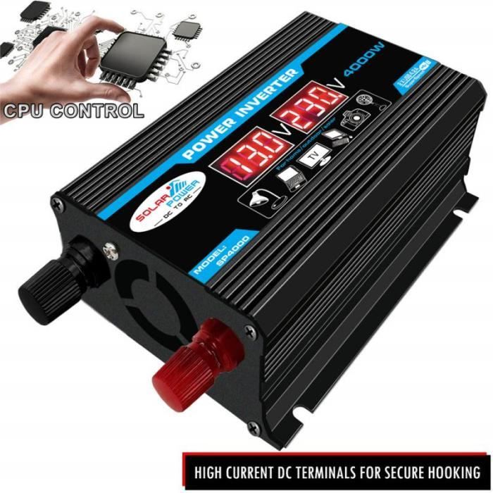 Onduleur 6000W Onde Sinusoïdale Modifiée 12V Vers 220V - Convertisseur Voiture Avec Pince Crocodile