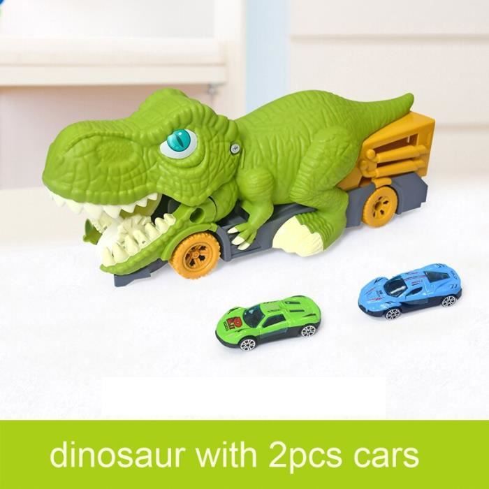 Camion Transporteur Dinosaure Pardofelis Avec 10 Mini Voitures - Piste Éjectable, Jouet Portable Pour Enfants 3-6 Ans