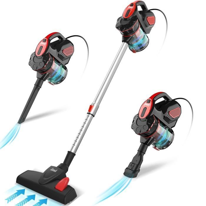 INSE Aspirateur avec Fil, Aspirateur Balai Filaire sans Sac, 18Kpa 600W 3 en 1 Aspirateur à Main, Aspirateur avec Câble Léger Portable pour Sols Durs, Poils d'animaux domestiques