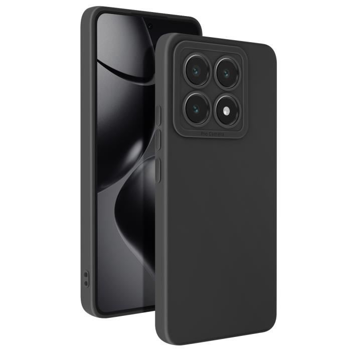 Coque Avizar Pour Xiaomi 14 Ultra - Bague Support Coulissante, Cache Caméra, Noire, Plastique Rigide