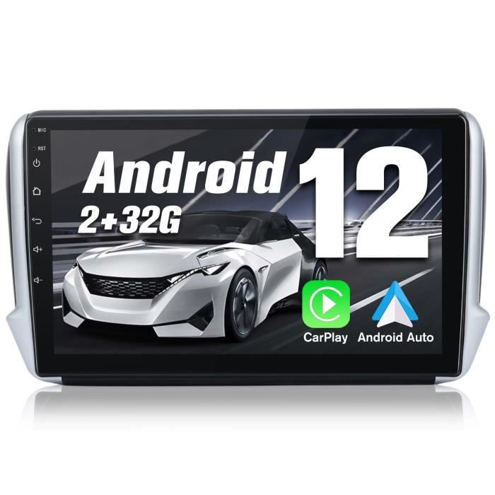AWESAFE Autoradio Android 12 pour 208/2008[2Go+32Go] 9 Pouces+Carplay Android Auto GPS Bluetooth WiFi FM RDS SWC