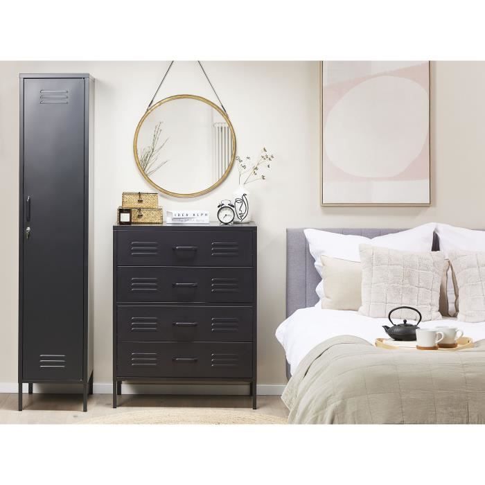 Armoire de bureau - BELIANI - FROME - 1 porte - Acier chromé noir