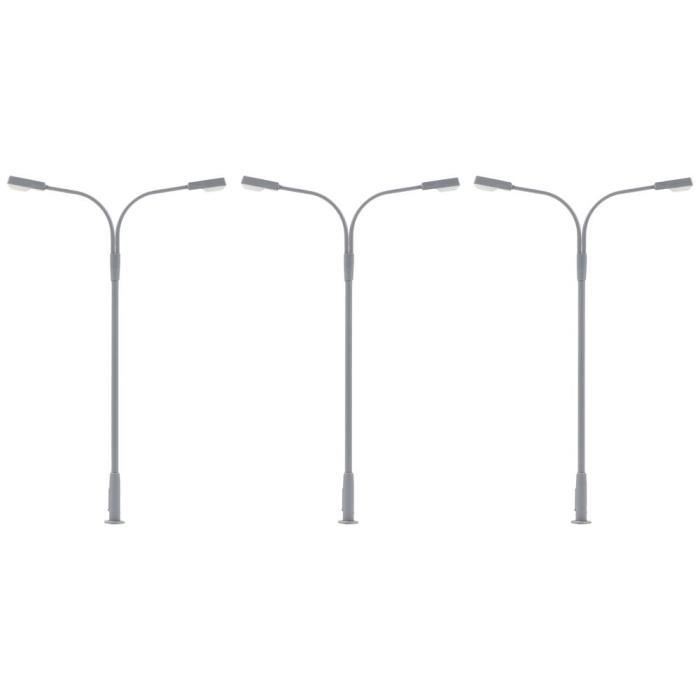 5 Lampes De Réverbère LED Pour Maquette De Train (échelle N/HO) - Blanc Chaud, Métal, Fonctionne Sur 12-16V CC