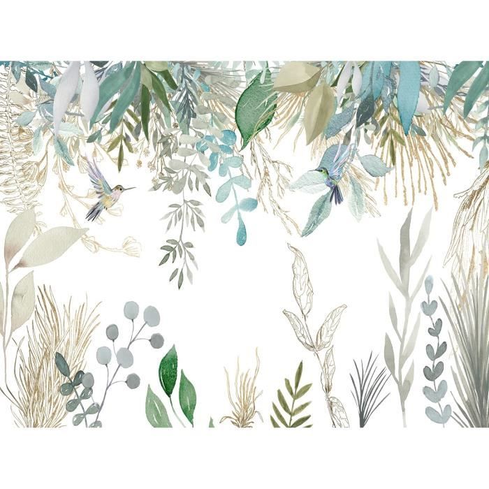 Papier Peint Panoramique 3D Plantes Tropicales Feuilles Fond Fleurs Et ...