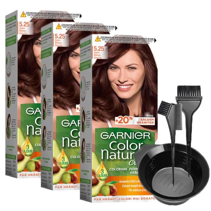 Garnier Color Naturals 5.25 Chatain Acajou Clair Coloration Permanente Lot  de 3 + Set Outil Coiffure Coloration - Cdiscount Au quotidien