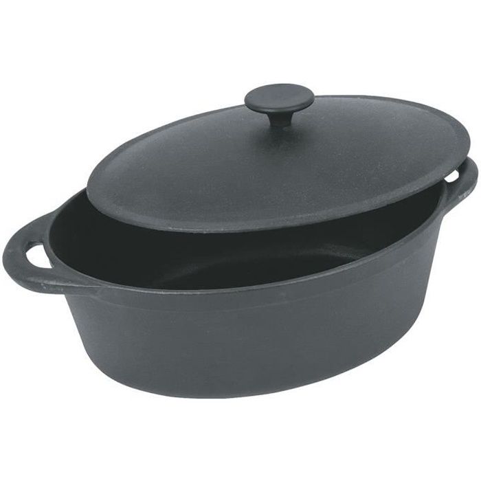 CREALYS GOURMET Cocotte ovale en fonte d'acier émaillée - L 37 cm - 9 L - Noir - Tous feux dont indu