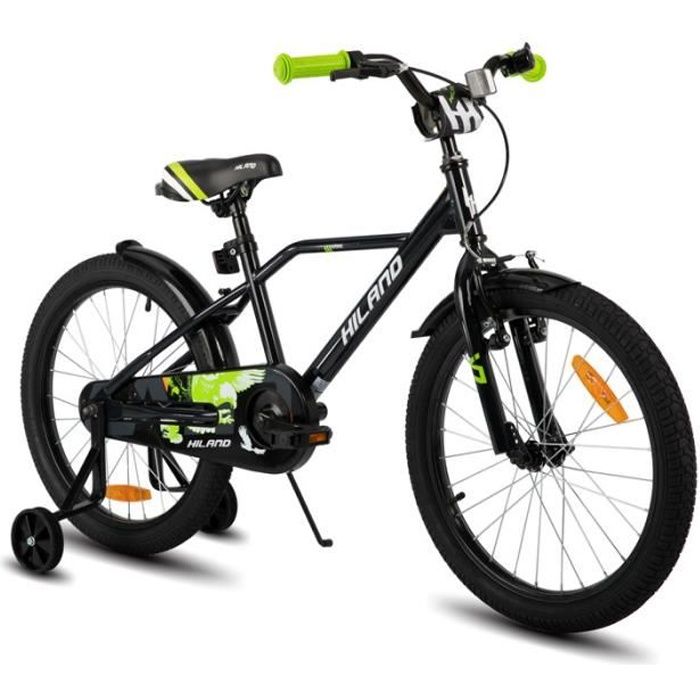 HILAND Vélo Enfant 20 Pouces pour garçon de 6-8 Ans, Frein à Main et Frein à rétropédalage-Noir et vert