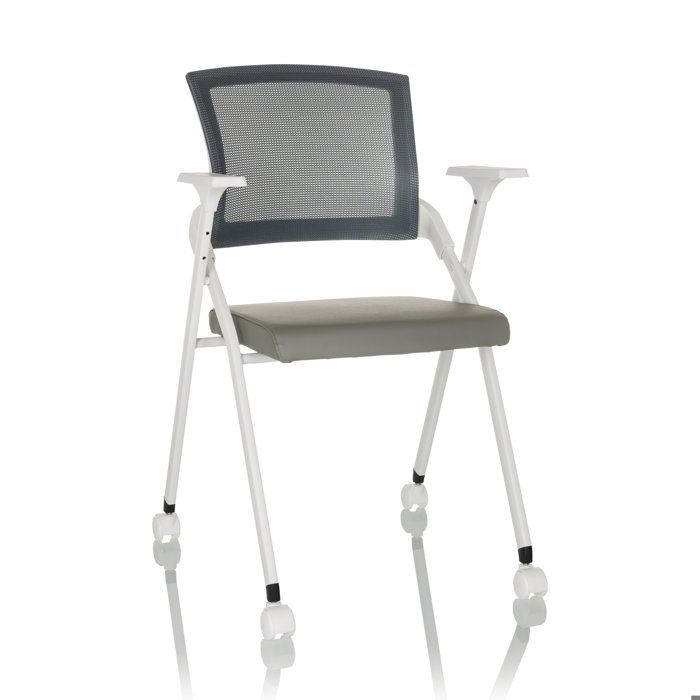 Chaise pliante - hjh OFFICE - PRIORITY II W PU - Gris - simili cuir/tissu à maille Chaise pliante - hjh OFFICE - PRIORITY II W PU - Gris - simili cuir/tissu à maille