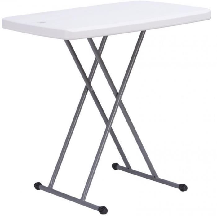 Table pliante rectangulaire - HOMEWELL - Blanc - Hauteur relevable - 75*50*74cm