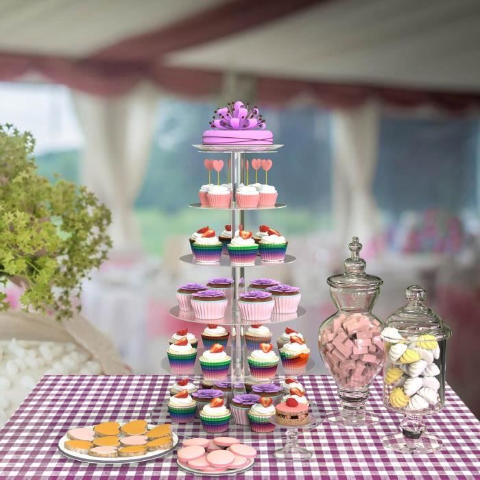 6 Couches Presentoir A Gateau Acrylique Rond Transparent Cake Stand Pour Mariage Anniversaire Fete Affichage Cdiscount Maison