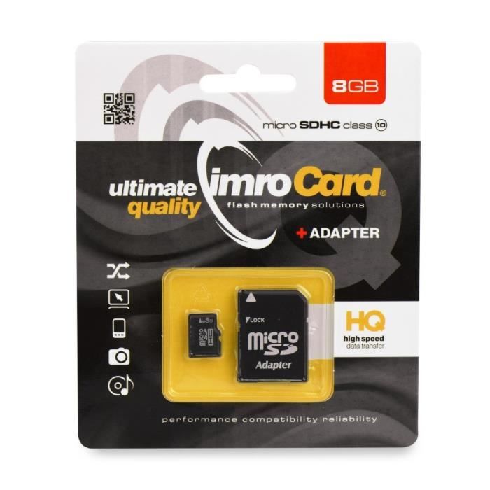 Carte Mémoire Micro SDHC 8GB Class 10 Neuf - vue 2