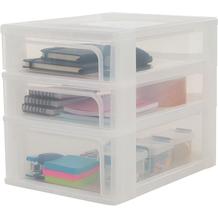 Iris Ohyama Caisson de rangement plastique A4 3 Tiroirs Mix Blanc OCH-2021 Iris Ohyama Caisson de rangement plastique A4 3 Tiroirs Mix Blanc OCH-2021