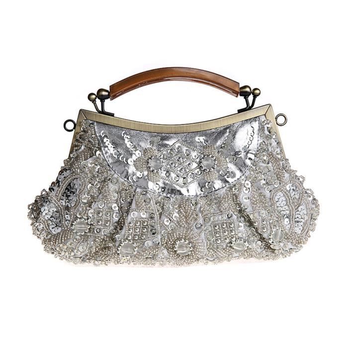 Shimmerz Frauen Clutch Broderie Fleur Paillettes Pochette De Soirée Sac