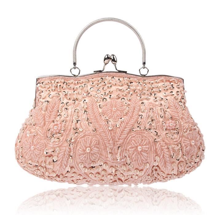 Sac perlé fait main 100%, sac à main de perle violet - France