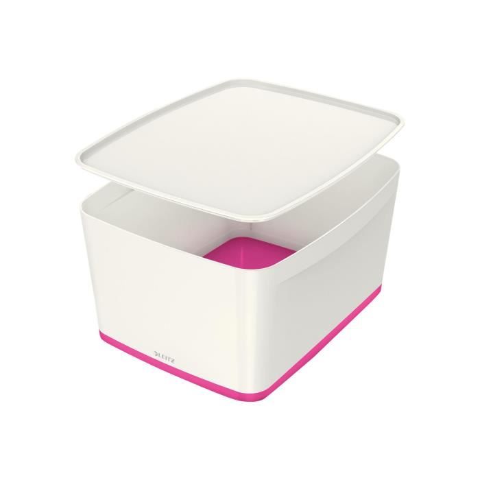 LEITZ MyBox - Boîte de rangement avec couvercle - Medium - Blanc et Rose