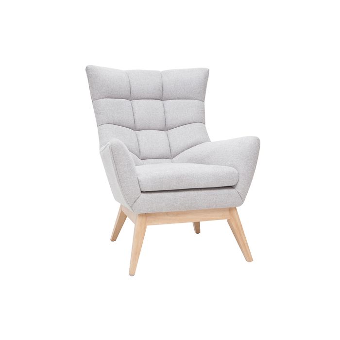 Miliboo - Fauteuil scandinave en tissu effet velours texturé gris clair et bois clair BRODY Miliboo - Fauteuil scandinave en tissu effet velours texturé gris clair et bois clair BRODY