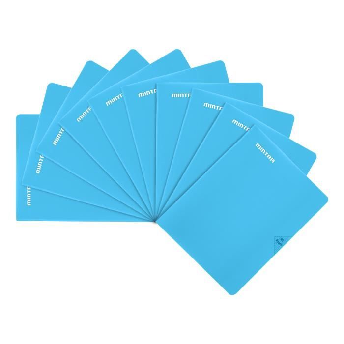 Mintra lot de 10 Cahiers 90 gm agrafés en Couverture Plastique 24x32 5x5 bleu clair 96 pages